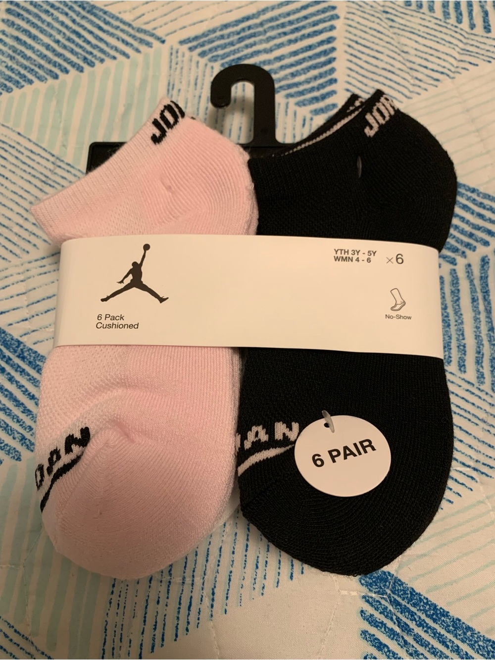 Jordan No-Show Cushioned Socks - Pink & Black (6 Pack)